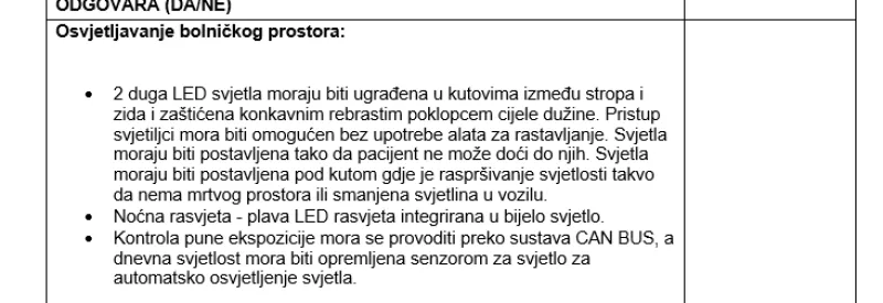 Izsek identičnih zahtev iz razpisa hrvaškega Zavoda za urgentno medicino, ki je bil objavljen 18. junija 2024. 