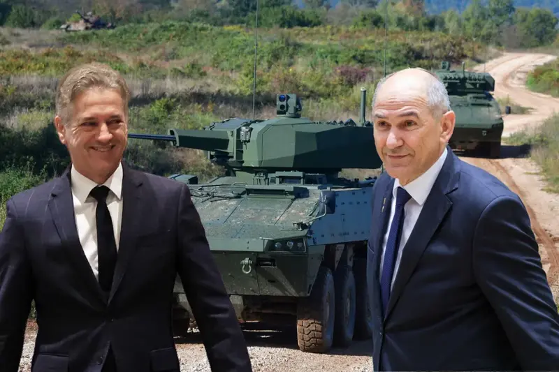 Robert Golob načrtuje nakup 106-ih osemkolesnikov, Janez Janša je nameraval kupiti 135 Patrij, dobavljenih je bilo le 30, sam pa je končal v zaporu: Foto: Fotomontaža Info360.si