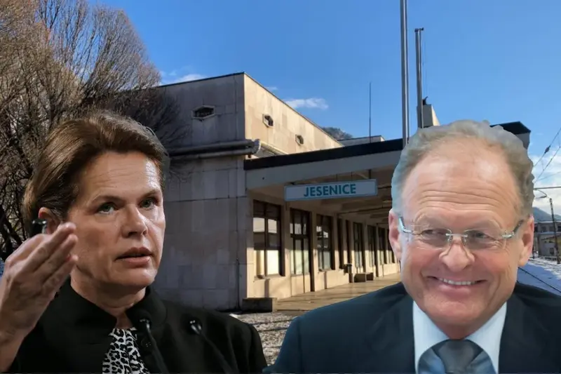 Ministrica Bratušek bi gradnjo vozlišča na Jesenicah prepustila Riku Janeza Škrabca. Foto: STA/fotomontaža Info360.si