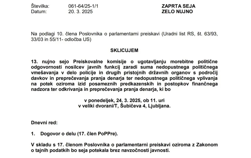 Del preiskave, ki se jo je lotila komisija, je bil januarja končan z vmesnim poročilom o sumu vpletanja politike v delo policije, ki je povsem opralo Roberta Goloba očitkov o vmešavanju v delo policije. Foto: Uredništvo