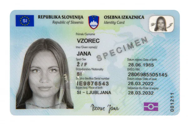 Vzorec biometrične osebne izkaznice Foto: Ministrstvo za notranje zadeve