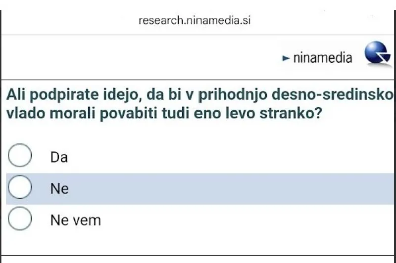 Anketno vprašanje implicira, da bo na volitvah zmagala desnica. Je tako zaradi želje po usmerjanju javnega mnenja? Vprašanje bi bilo namreč lahko tudi, ali naj v levo-sredinski vladi sodeluje ena desna stranka. Foto: Uredništvo
