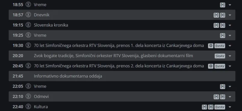 Spored objavljen na spletni strani. 