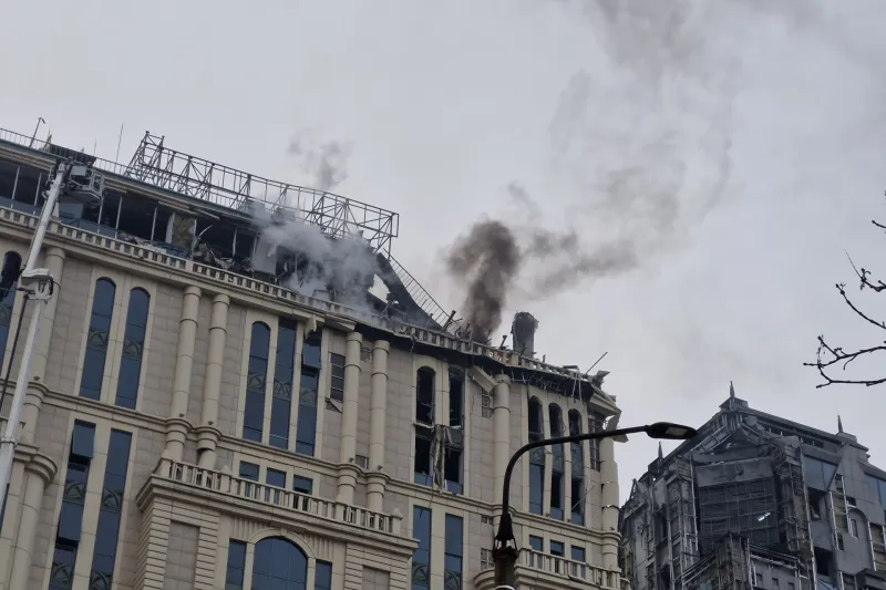 Ukrajina, Kijev.Posledice raketnih napadov ruske vojske na ukrajinsko prestolnico Kijev.