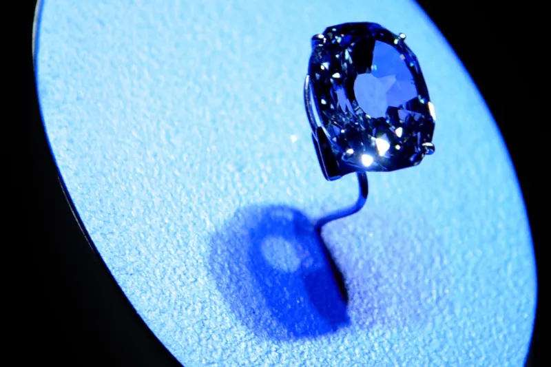 Modri diamanti so izredno redki. Na fotografiji je Wittelsbach-Graff modri diamant, ki je bil na dražbi Christie decembra 2008 prodan za 24.3 millijonov dolarjev. FOTO: STA