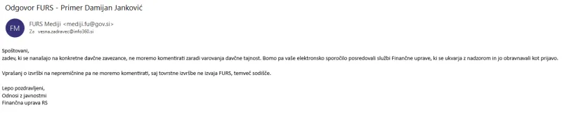 Finančna uprava, ki se ukvarja z nadzorom bo obravnavala, prejete informacije kot prijavo. Foto: Posnetek zaslona. 