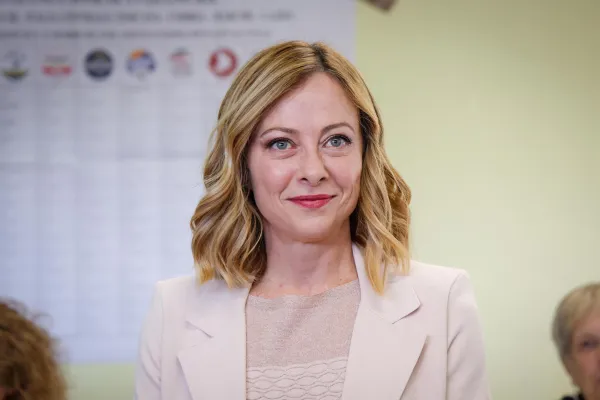 Italija, Rim.Evropske volitve 2024 v Italiji.Italijanska premierka Giorgia Meloni na voliscu v Rimu.