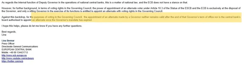 ECB, odgovor