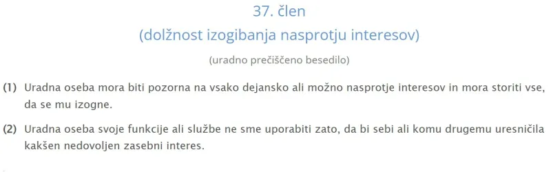 konflikt interesov, zakon o preprečevanju korupcije