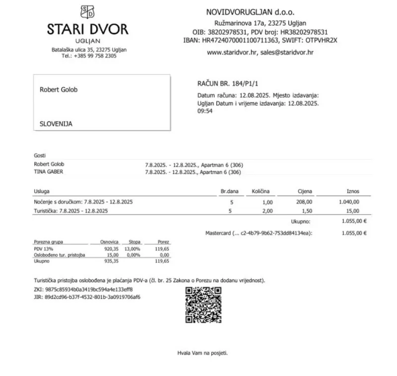 račun, golob, Ugljan