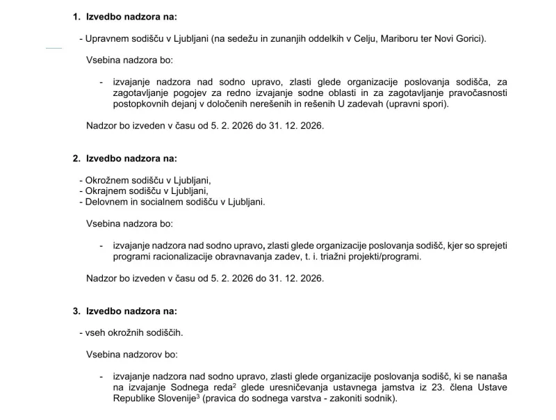 nadzor sodi&scaron;č, ministrica