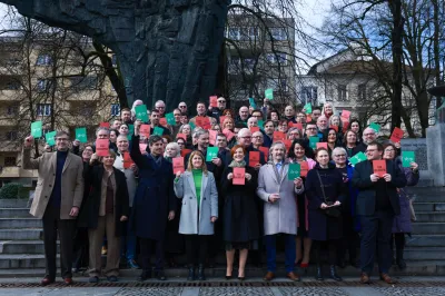 Slovenija,Ljubljana, 13.02.2026 13.februar 2026Prestavitev kandidatne liste Levice in Vesne,politika,portret, Asta Vrečko, Luka Mesec, Uro&scaron; Macerl,Ur&scaron;a ZgojnikFoto:Borut Živulović/F.a.Bobo