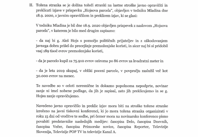 Hojs, tožba, Mladina