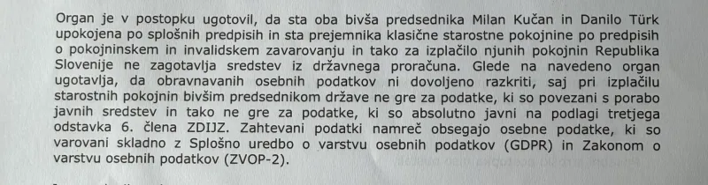 Pojasnilo, zakaj ne razkrivajo podatka o pokojnini nekdanjih predsednikov. Foto. Uredni&scaron;tvo