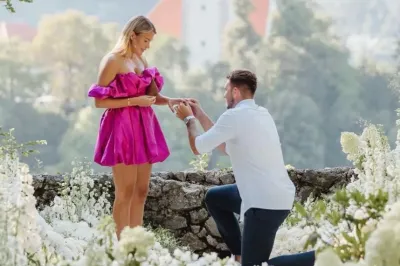 Luka Dončić in Anamaria Goltes sta se julija 2023 zaročila na Bledu.Foto: Instagram Anamarie Goltes