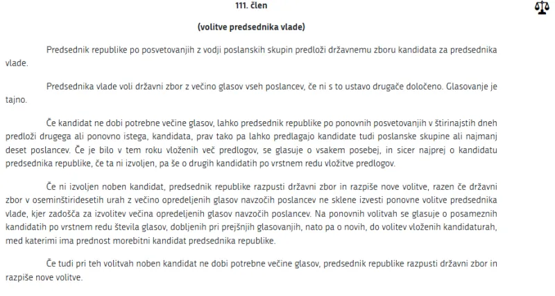 ustava, imenovanje mandatarja