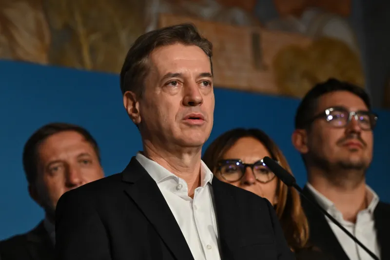 Slovenija, Ljubljana, 22.03.2026, 22. marec 2026Robert Golob govori na novinarski konferenci v novinarskem sredi??u po dr?avnozborskih volitvah. volilna skrinjica, listek, politika, Foto:?iga ?ivulovi? jr./F.A.bobo