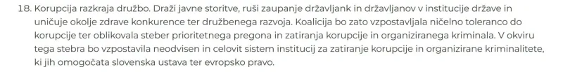 korupcija, izhodi&scaron;ča za koalicijo
