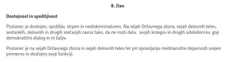 kodeks, poslanski, DZ