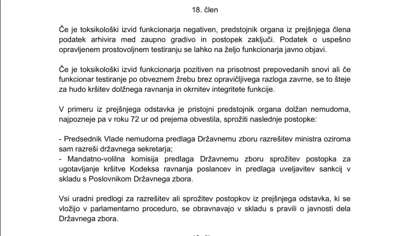 sankcije, test na droge, Resnica