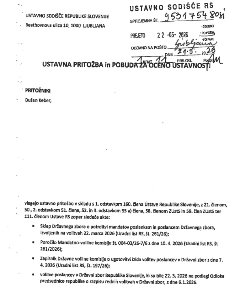 Pritožniki so ustavnemu sodi&scaron;ču predlagali, naj zadrži izvajanje vseh postopkov, ki so vodili do izvolitve Jan&scaron;eve vlade, saj naj bi v nasprotnem nastale "nepopravljive posledice."