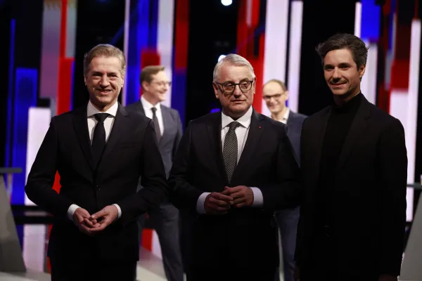 Robert Golob, Matjaž Han in Luka Mesec na soočenju na nacionalki. Foto: Borut Živulović /F.A.Bobo